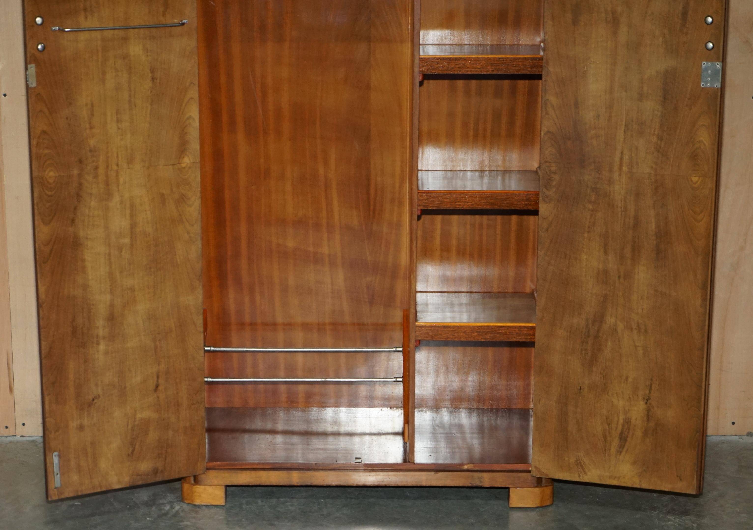 Small Art Deco wardrobe in satin walnut, circa 1930.