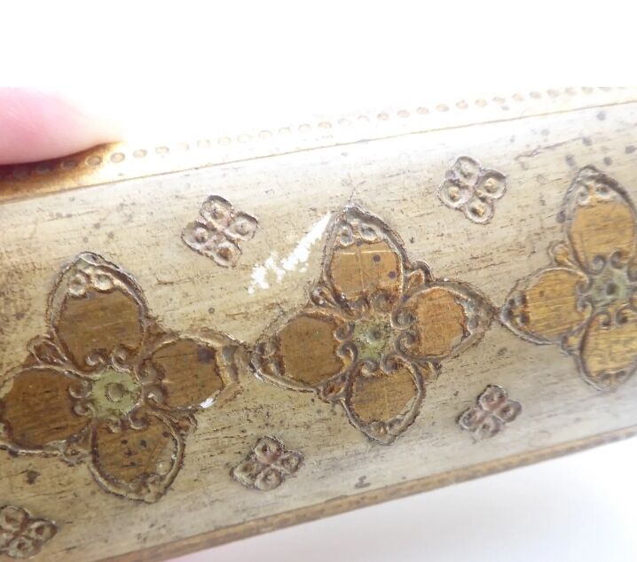 Florentine wooden stamp box, vintage Italy