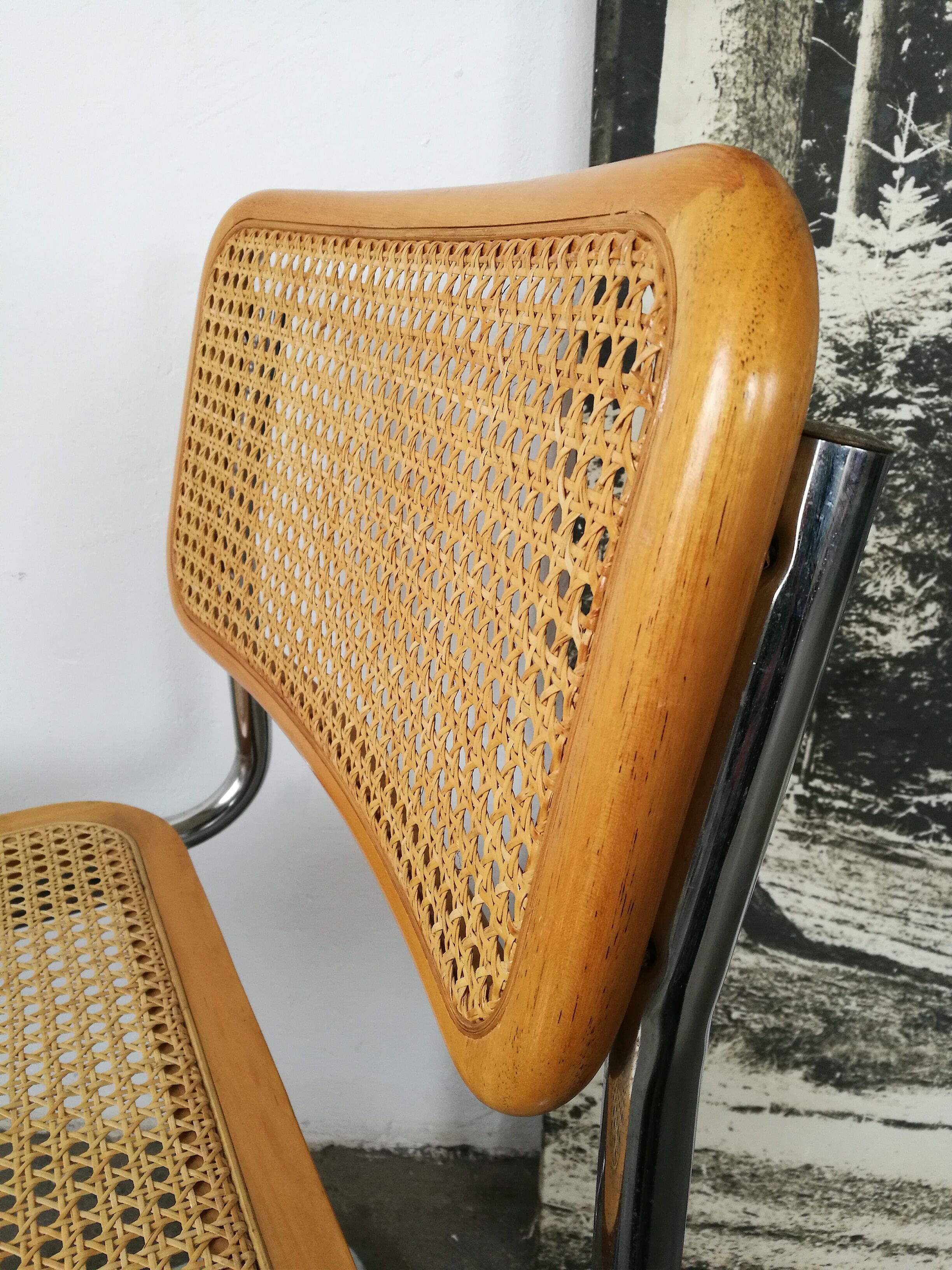 Pair of chairs, canning and chrome tubular metal