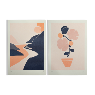 Duo sunset blush / jar of flowers A4