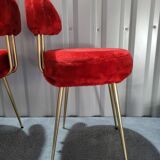 Pair of Pelfran Vintage red furry sheepskin chairs