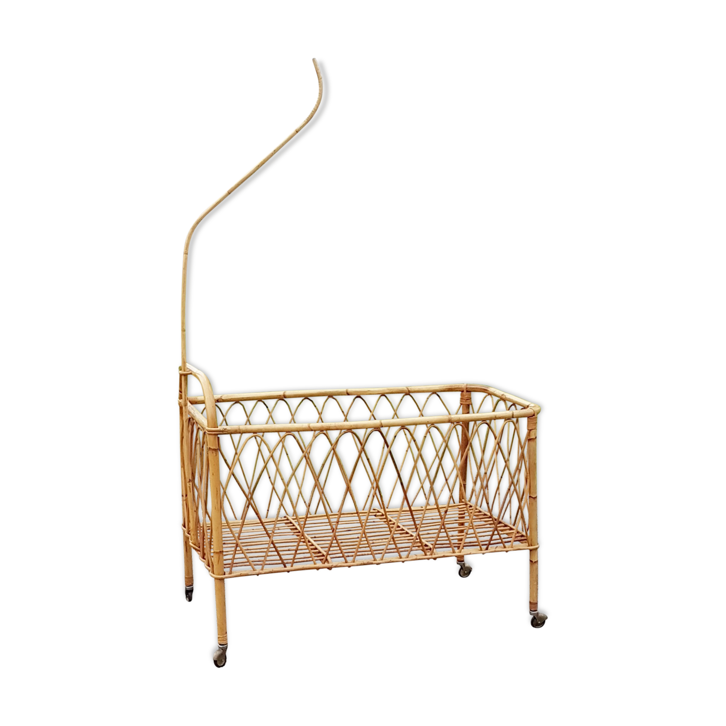 Bed cradle 60s rattan