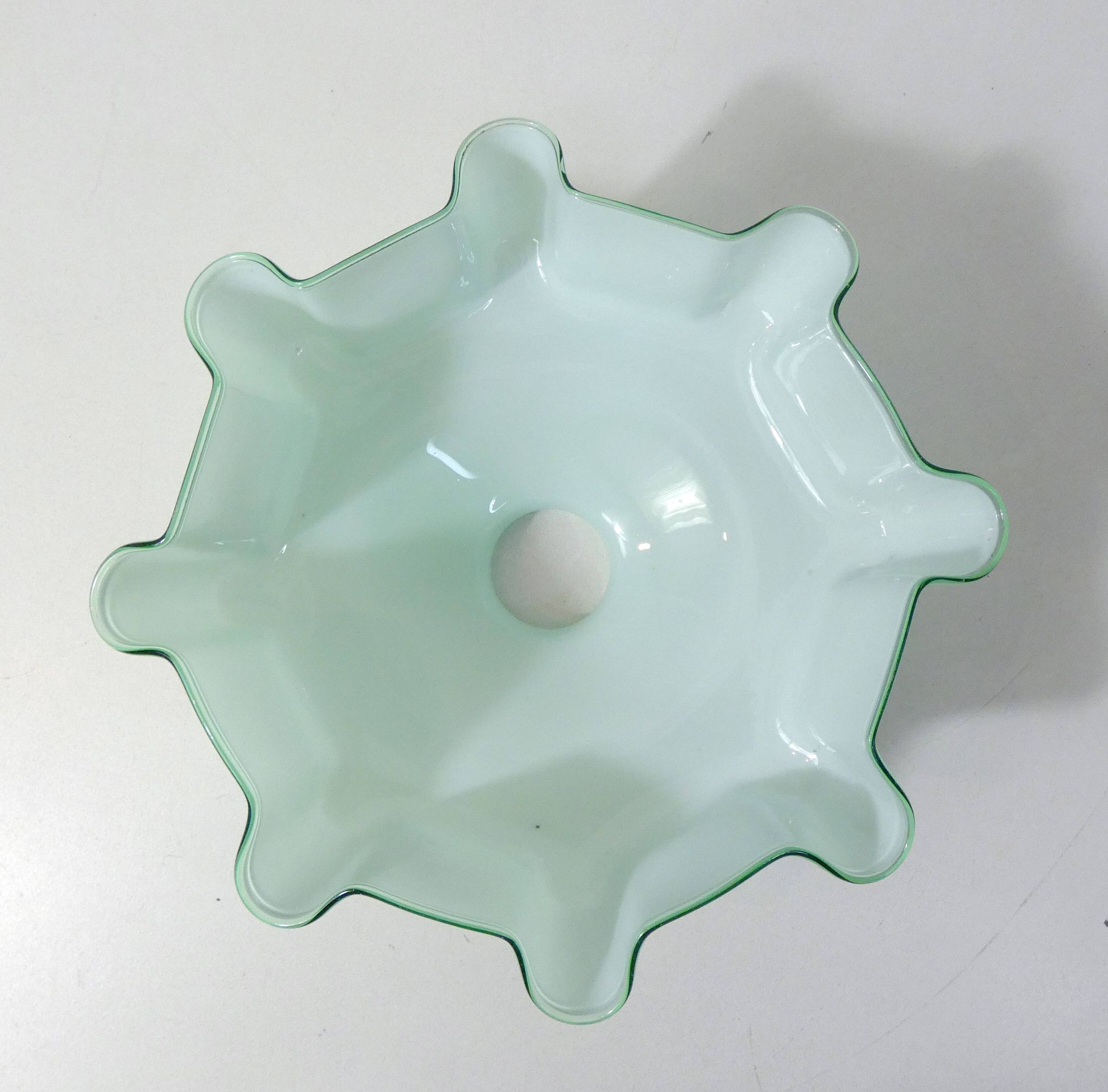 Old pendant lamp opaline glass chandelier vintage mint green lampshade