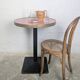 Pink and brass bistro table, Art Deco pyramidal base.