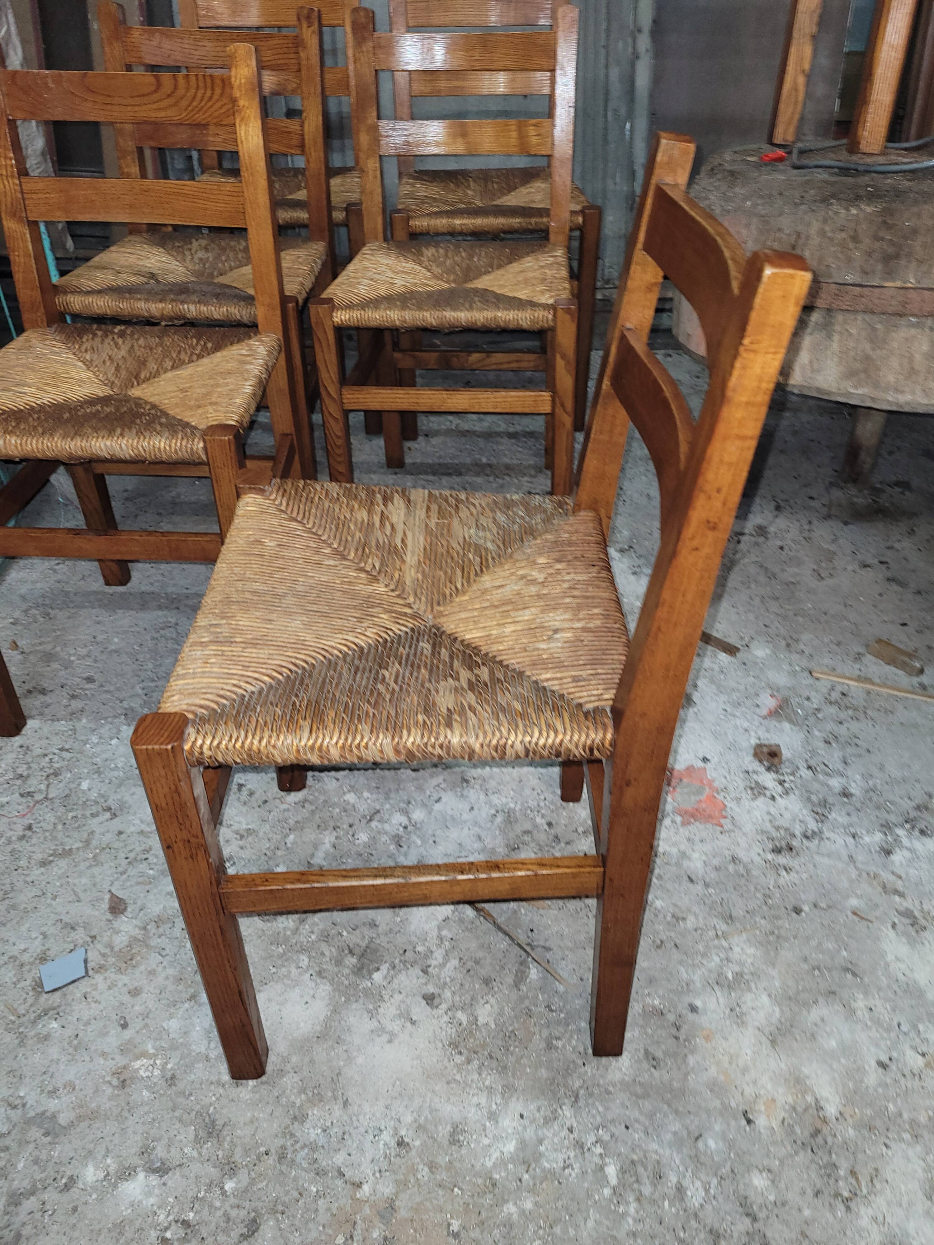 6 rustic oak chairs