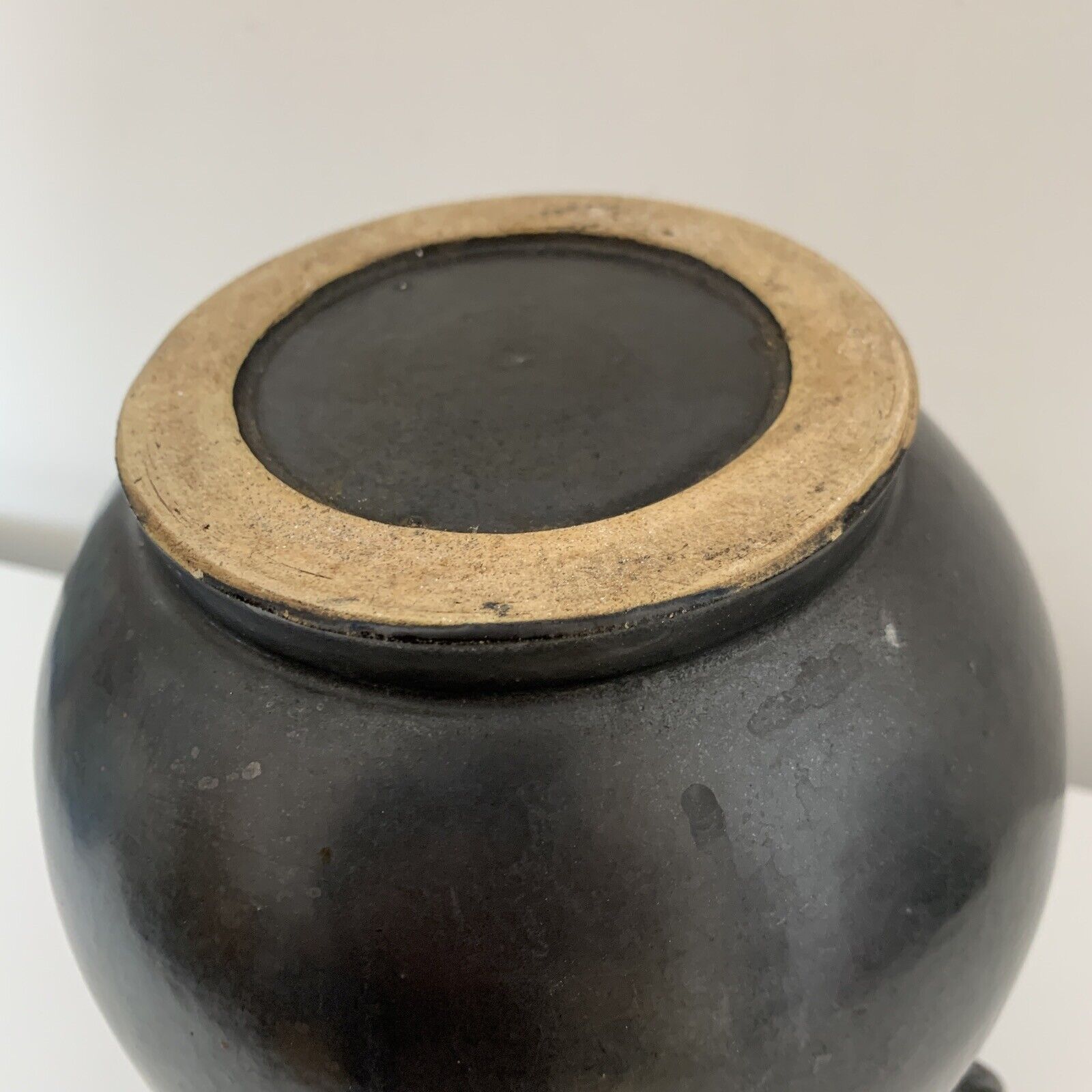 Vase with handles black yellow vintage