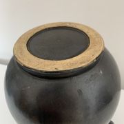 Vase with handles black yellow vintage