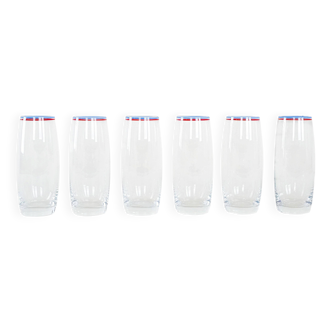 Set of six glasses, Italian design, 1970s, made in Italy
