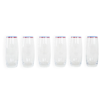 Set of six glasses, Italian design, 1970s, made in Italy