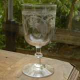 5 old glass glasses engraved glass