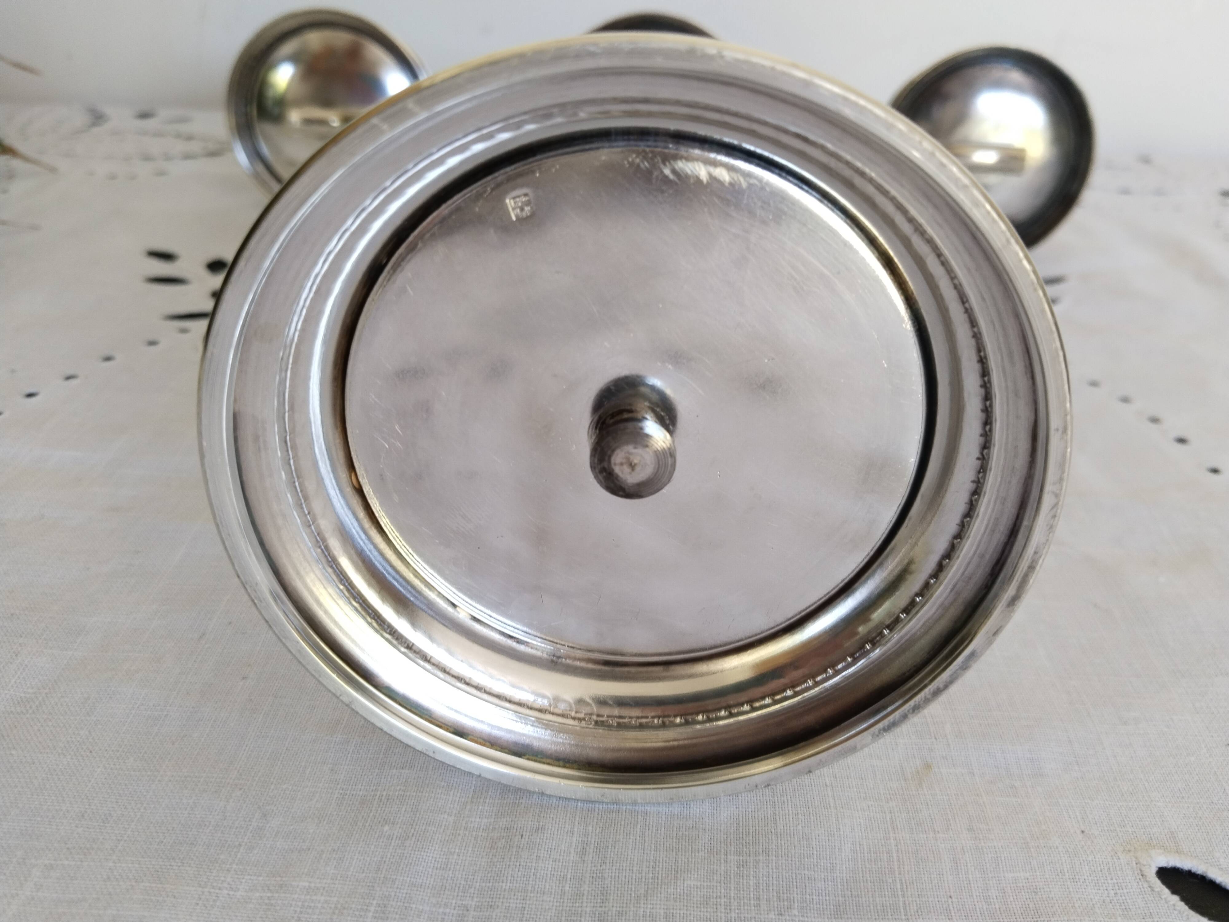 3-branched candle holder in silver metal