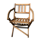 Fauteuil pliant en bois assise vintage