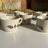Set of 6 stoneware coffee cups from the 1970s.