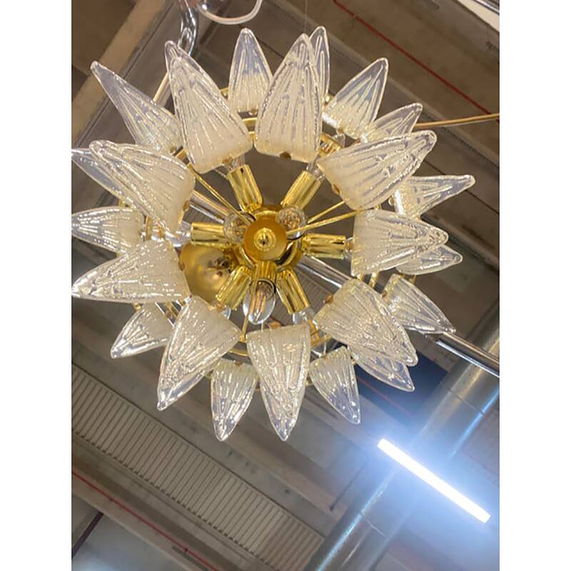 Contemporary Belt Opalino “Palmette” Murano Glass Chandelier