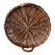 Medium round wicker plateau with two handles.