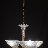 Elegant Murano Candlestick Iridescent Leaves