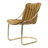 Italian vintage metal chair in gold, Italy 1970s