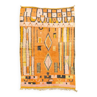 Grand Tapis Orange Marocain Berbère Moderne Traditionnel en Laine, 170x280 cm