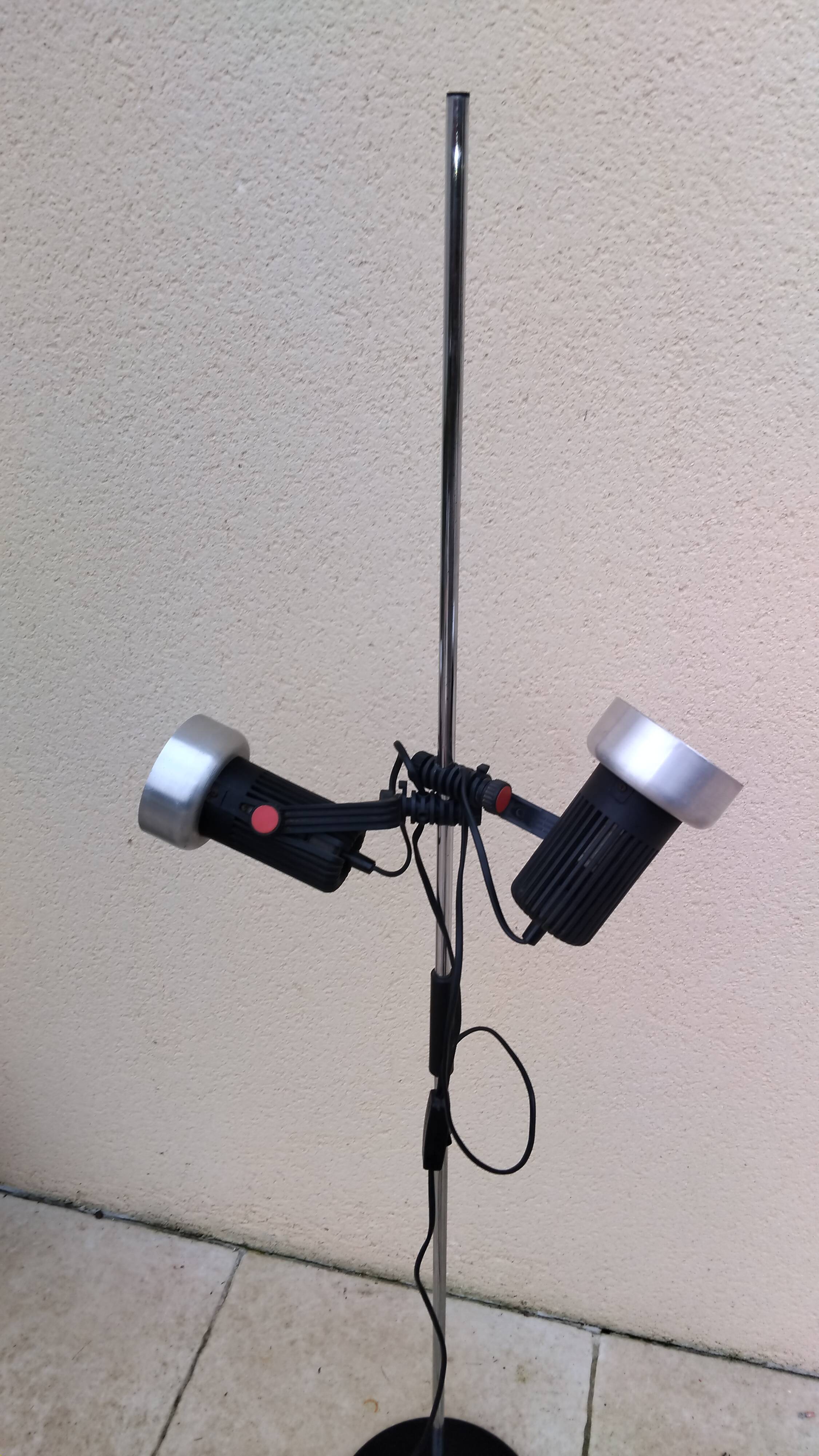 Lampadaire vintage à 2 spots des années 70 édité par Miwi