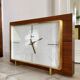 Modernist West German Glass and Brass Wood Clock 1960