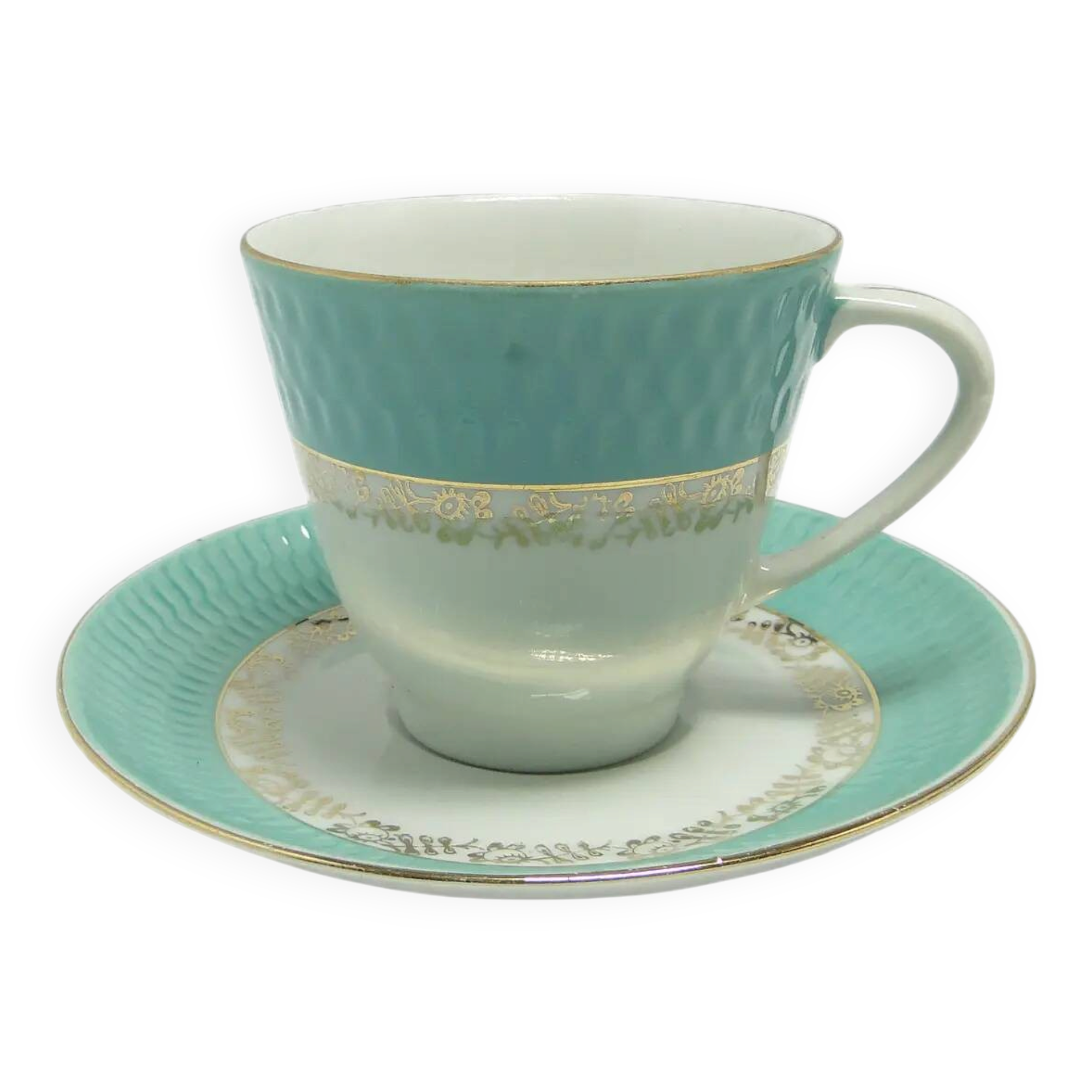 Cup and saucer, mid-century modern, porcelain, Poland, 1970s