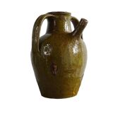 Huilerie ancienne française en terre cuite à noyer et glaçure verte