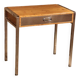 Small dressing table with chrome legs and oak laminate.
