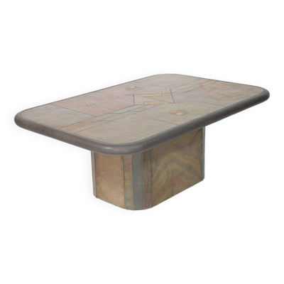 Table basse brutaliste en pierre Paul Kingma années 1970-1980