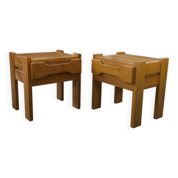 Pair of elm bedside tables for Maison REGAIN 1970s