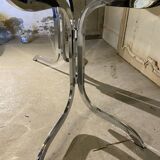 Design dining table year 70 in chrome and smoked glass