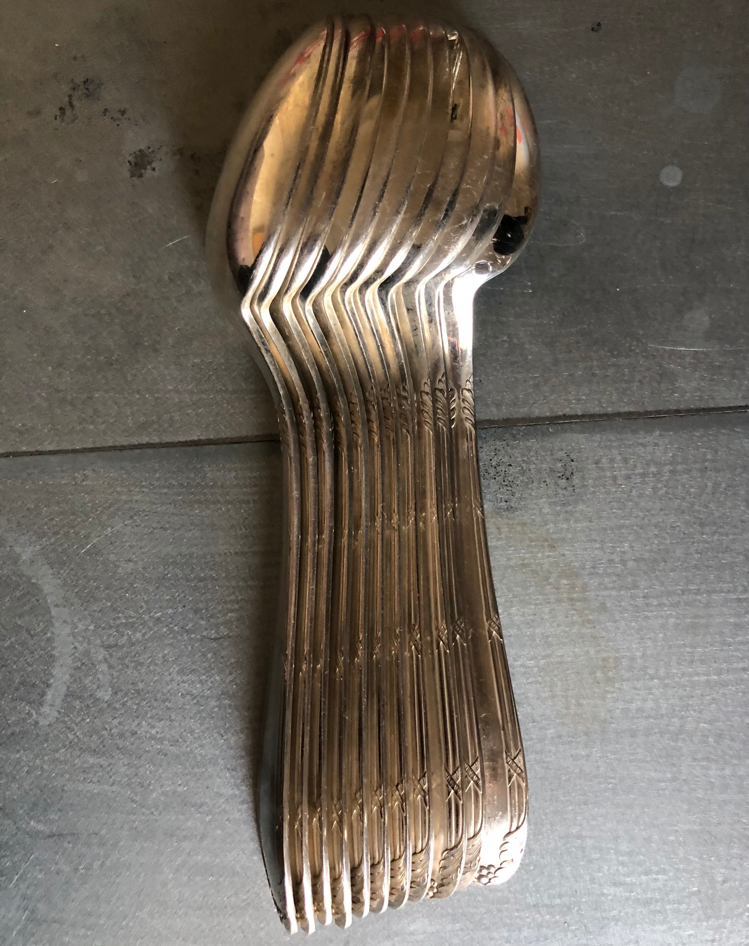 Batch of silver metal tablespoons