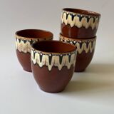4 tasses à café en terre cuite émaillée
