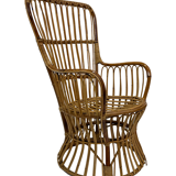 Ensemble de deux fauteuils en rotin du milieu du siècle par Bonacina 1950 Design
