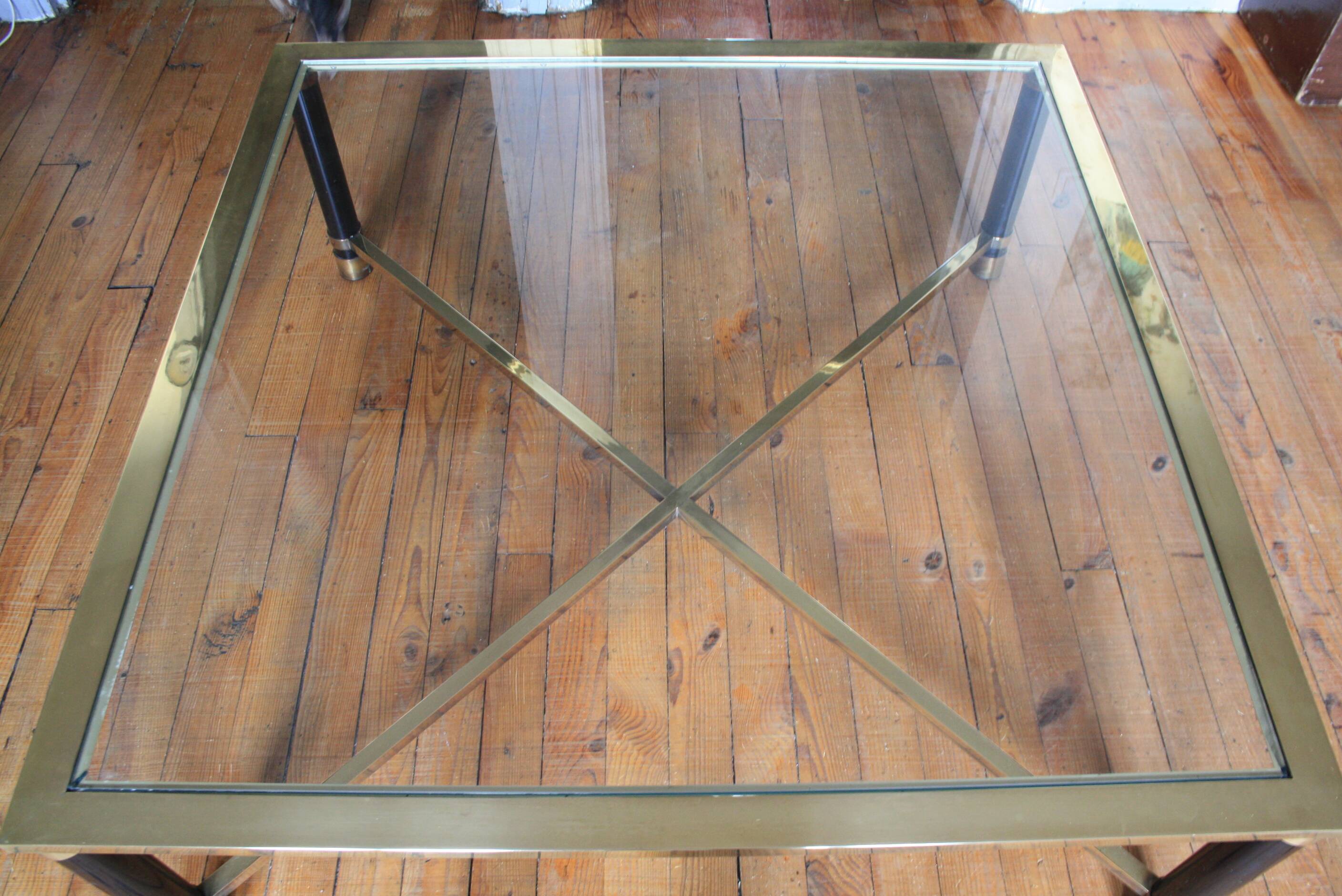 Square brass glass coffee table