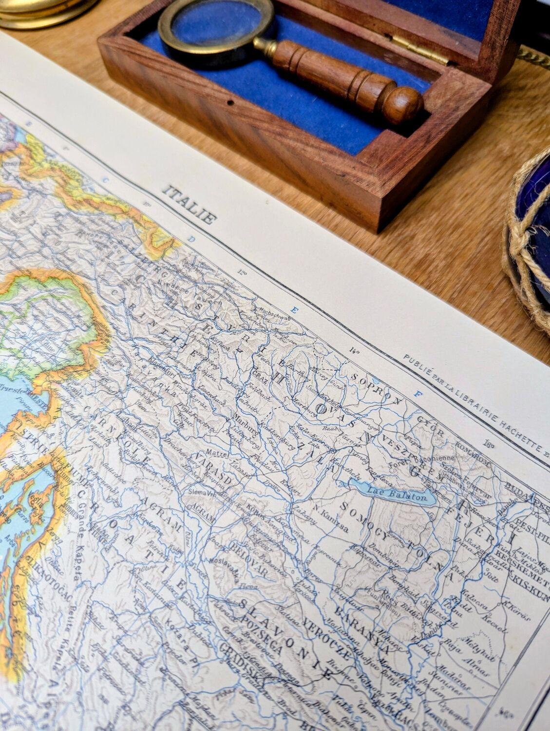 Italy, original map printed in 1907.