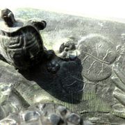 Old ink 1900, in regulation, sculpture paon and turtle art nouveau era