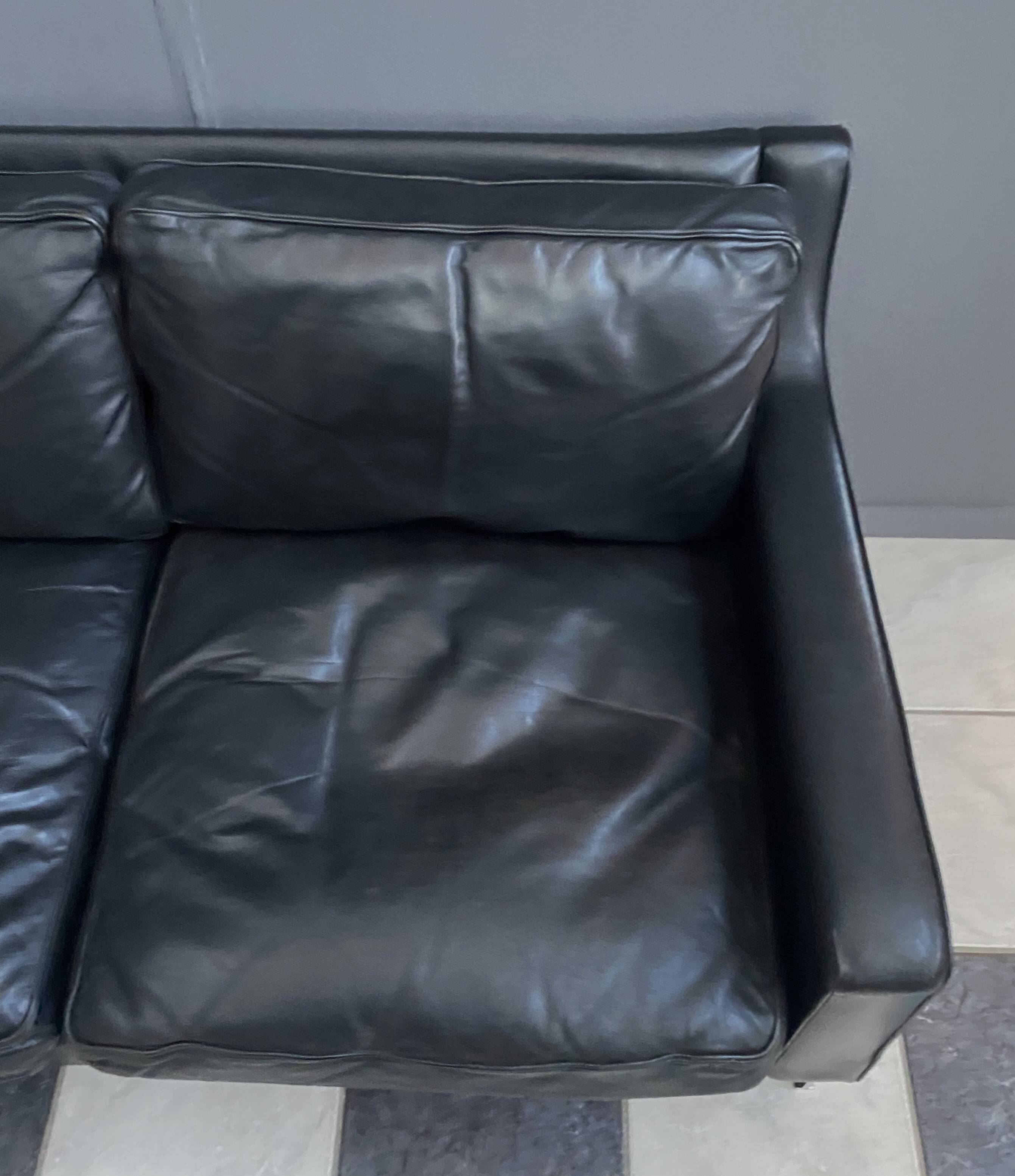 black leather Tecta -seat sofa by Hans Konecke 1960s
