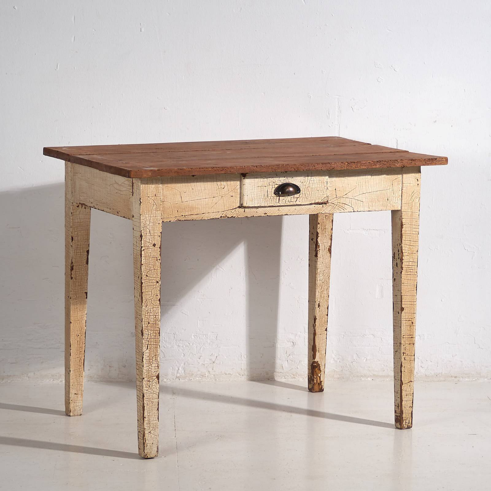 Antique white solid wood table (c.1920) #8