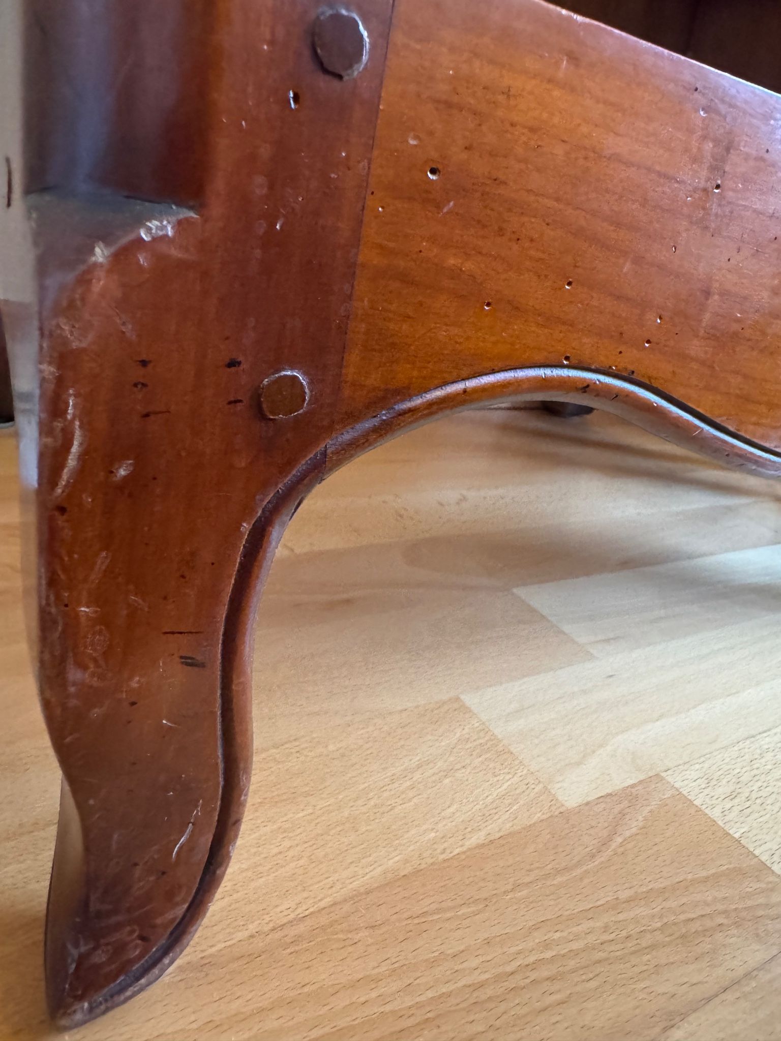 Secretary with drop-down front, signed Jean Laick, master cabinetmaker, cherry wood.