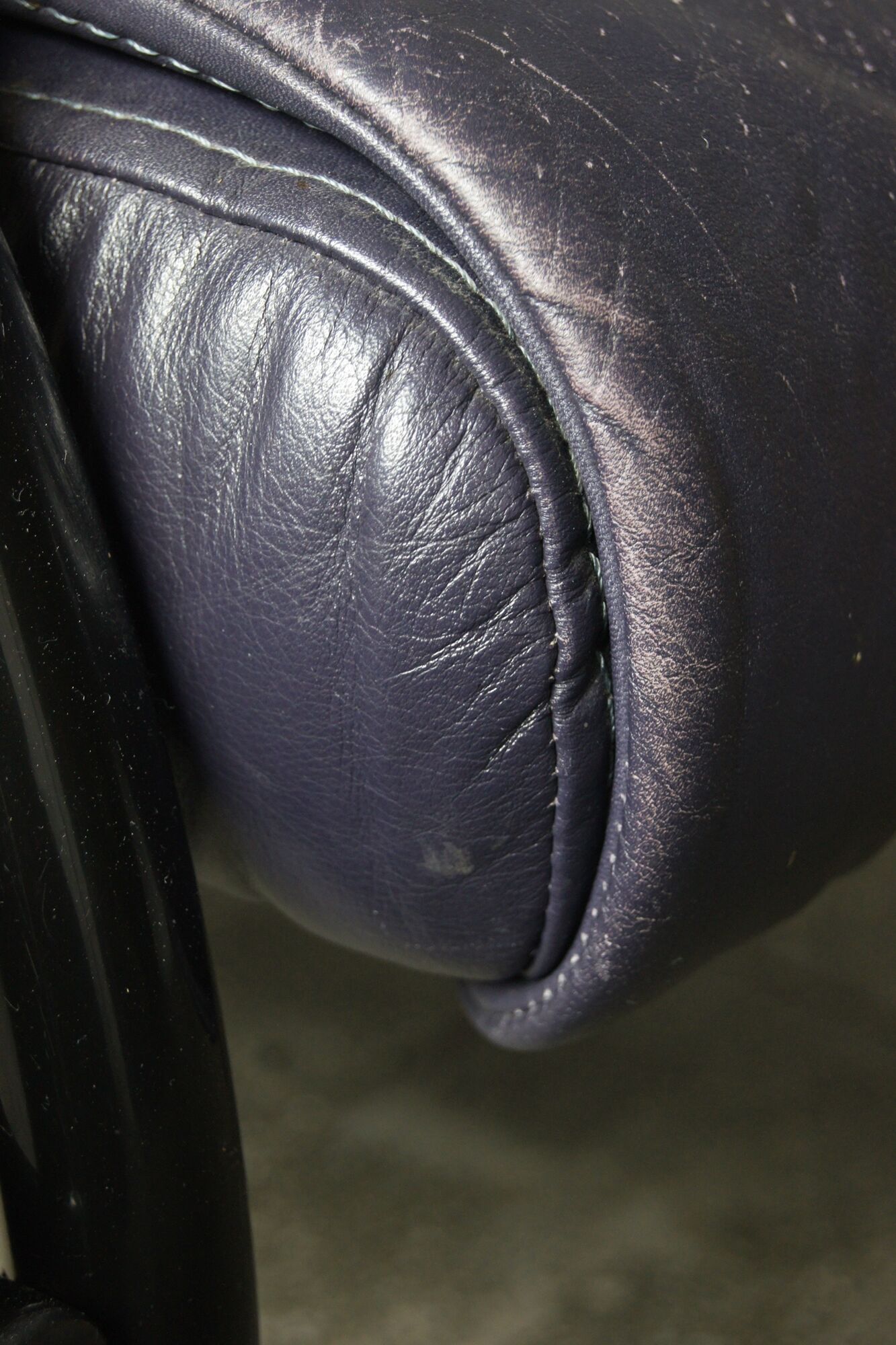 Vintage postmodern leather Italian Memphis lounge armchair