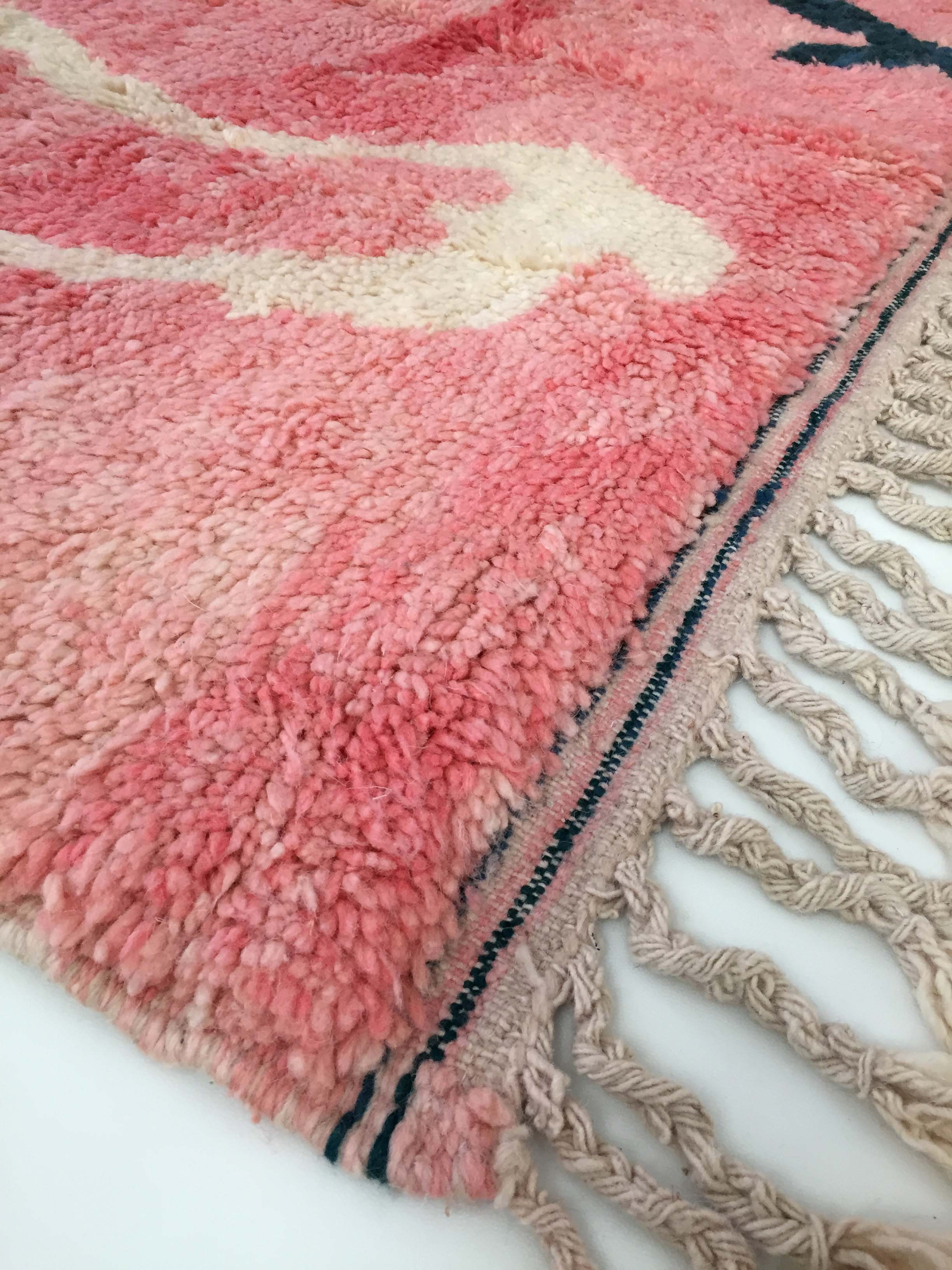 Moroccan Berber carpet Beni Ouarain pink patterned 246x161cm