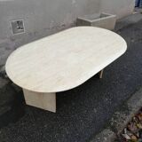 Vintage oval travertine coffee table