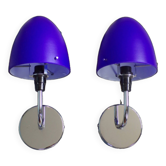 Pair of blue opaline sconces