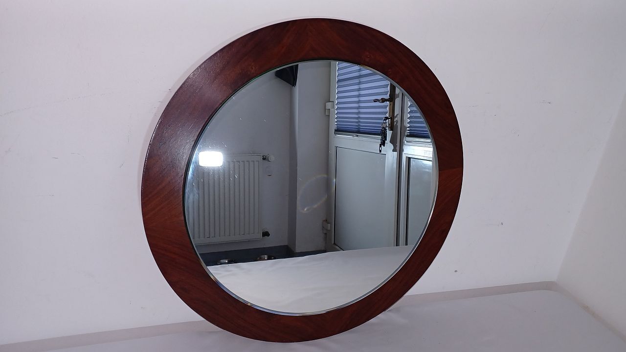 Miroir scandinave vintage en palissandre, années 1970