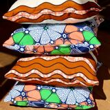 4 coussins 40x40cm covers made in 2 different wax assorted