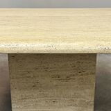 Large Vintage Brute Travertine Square Coffee Table, France 1970s.