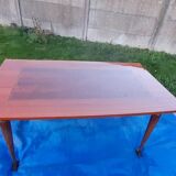 Dining table with 2 extensions, marquetry veneer.