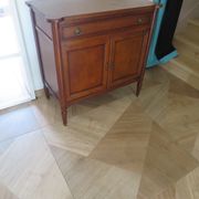 Louis XVI-style sideboard - 1 drawer - fluted legs - mahogany - solid wood