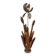 Henri Fernandez Floral Floor Lamp in Gold Metal