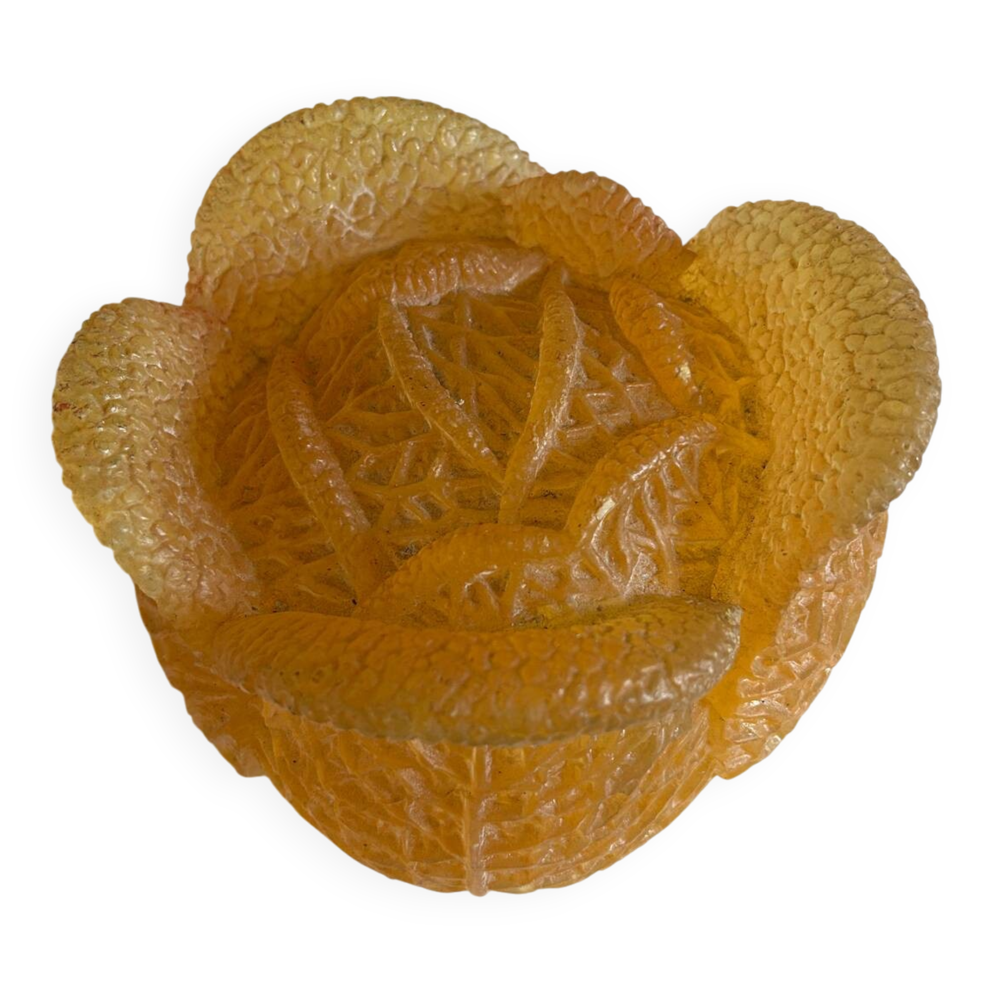 Original amber orange resin lamp in the shape of a cabbage, dating from the years.